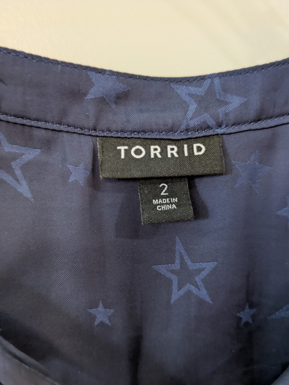 Torrid Navy Star Print Tie Neck Blouse - Picture 4 of 13